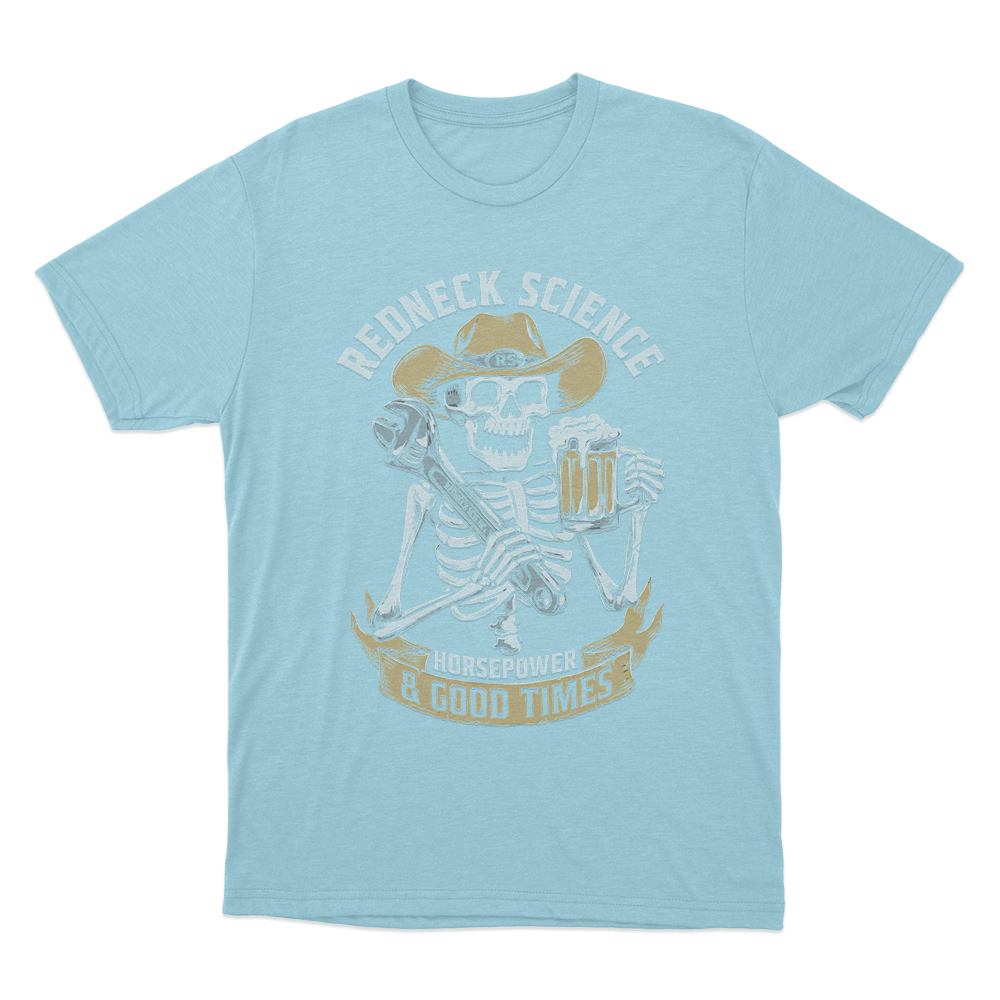 Horsepower & Good Times Unisex T Shirt Sky Blue Horsepower Good Times Unisex T Shirt Sky Blue