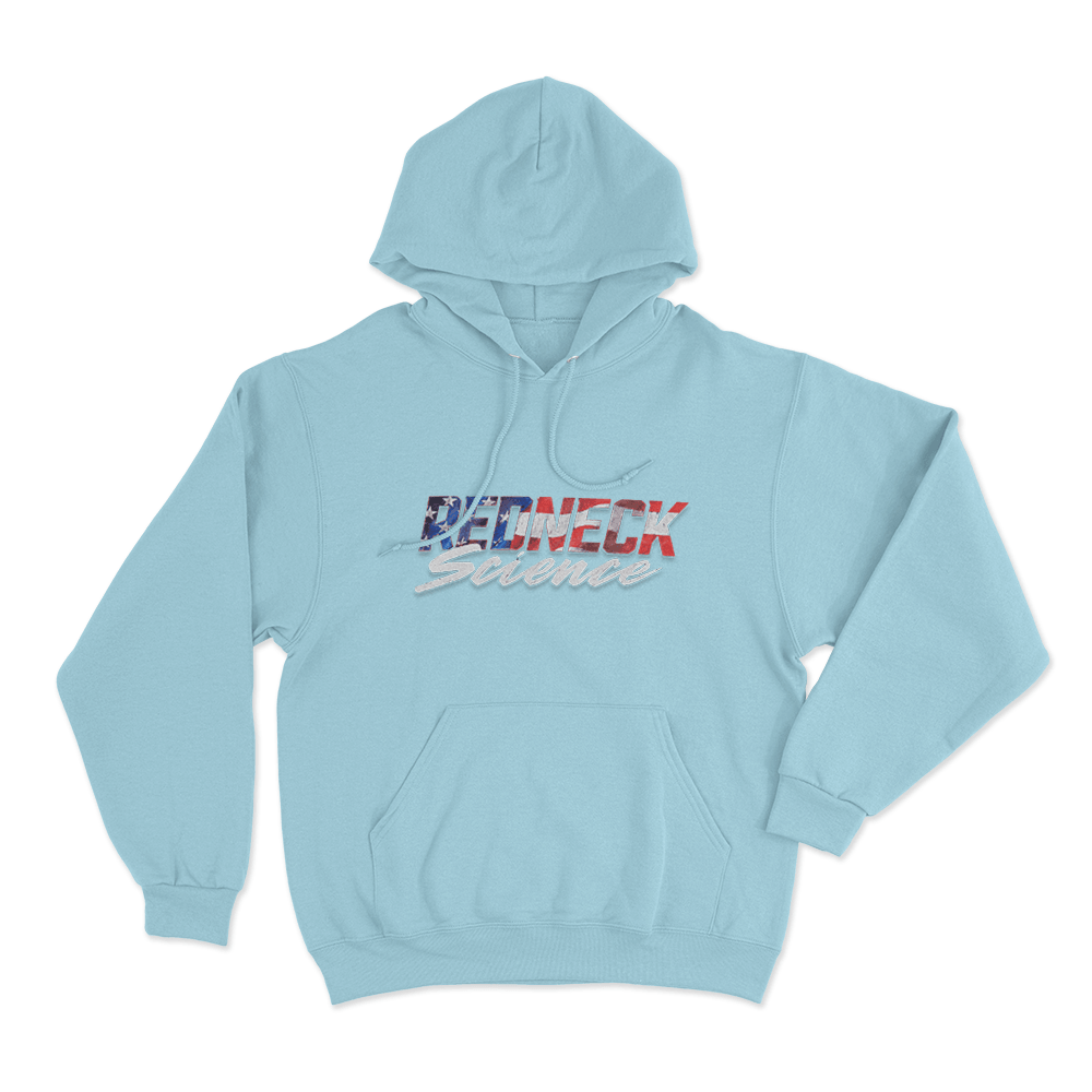 Redneck Science American Flag Unisex Hoodie Sky Blue Redneck Science American Flag Unisex Hoodie Sky Blue