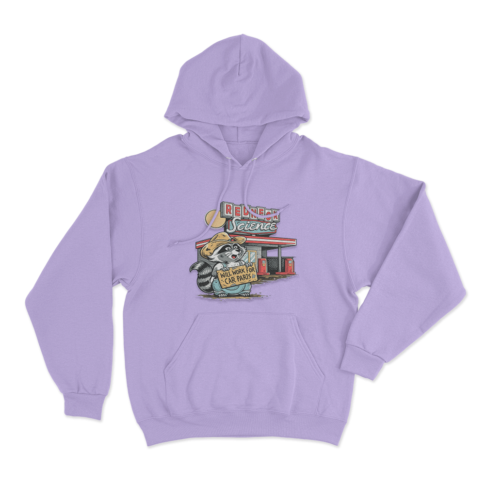 Will Work For Car Parts Racoon Unisex Hoodie Purple Will Work For Car Parts Racoon Unisex Hoodie Purple