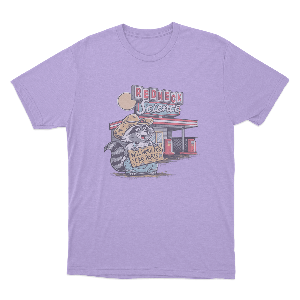 Will Work For Car Parts Racoon Unisex T Shirt Purple Will Work For Car Parts Racoon Unisex T Shirt Purple